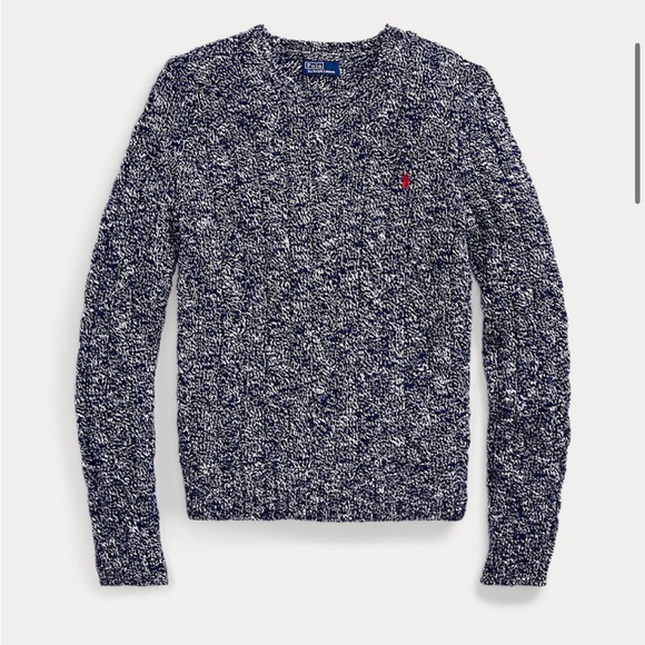 Polo Ralph Lauren Cable Knit Marled Ragg Cotton Crewneck Sweater - Picture 5 of 16